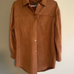Caramel/brown oversized shirt. Wear buttoned/unbuttoned. Soft material